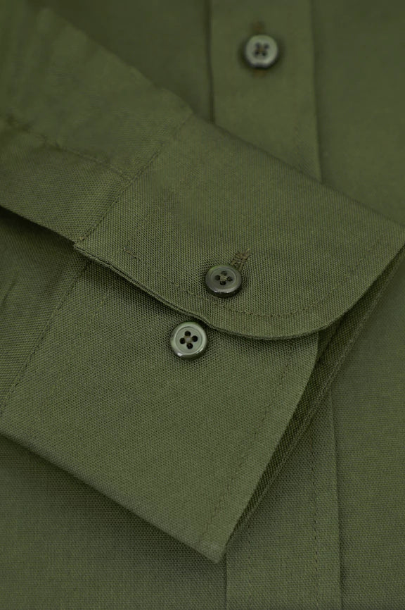 Olive Self Textured Casual Shirt