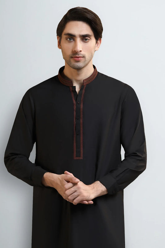 Black Wash & Wear Shalwar Kameez