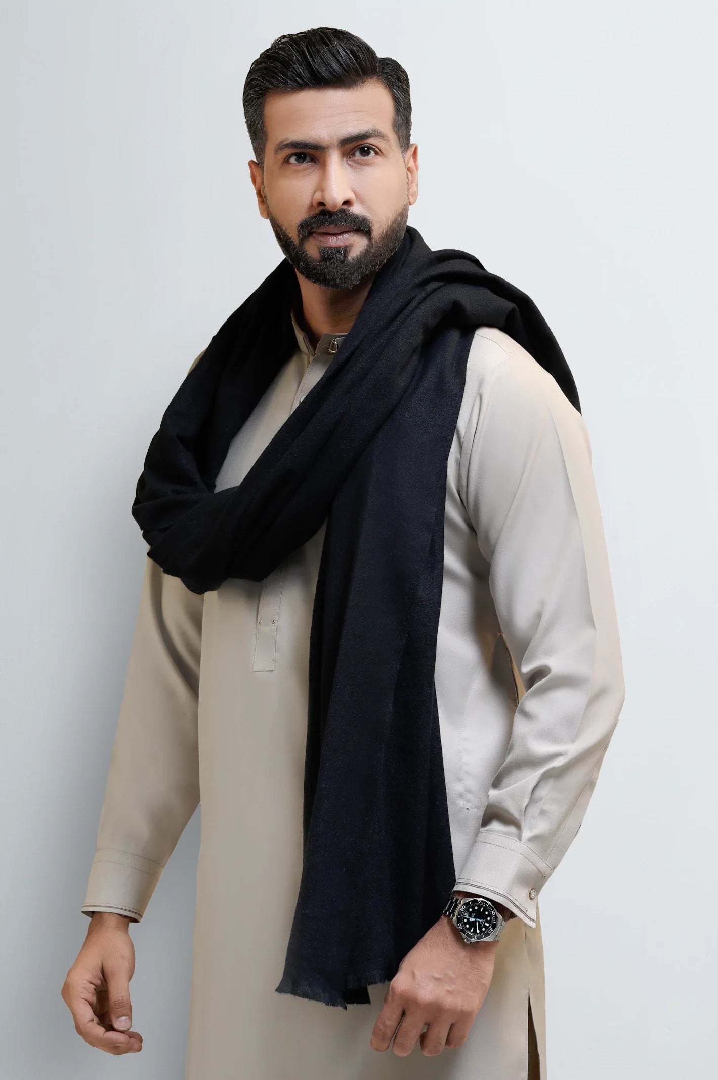 Black  Men's Shawl