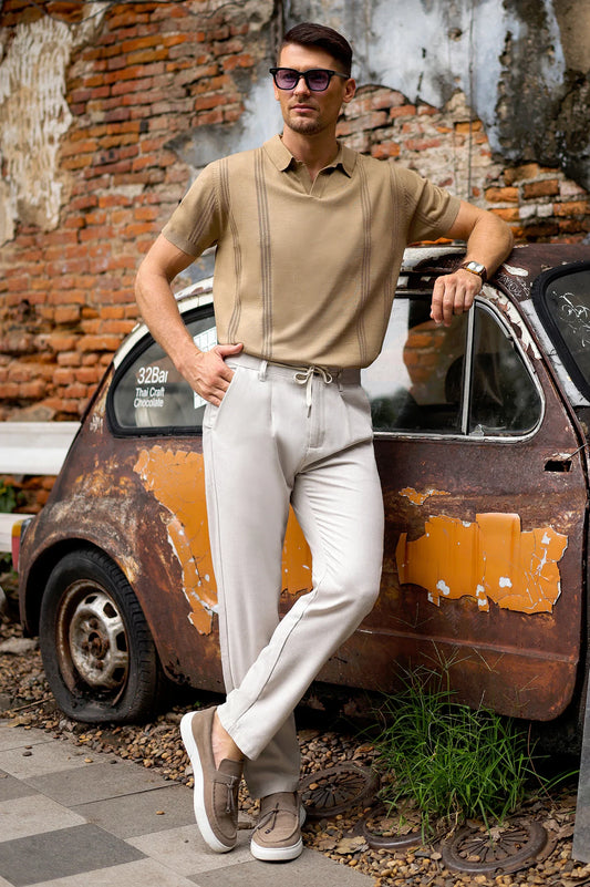 Men's Brown Flat Knit Polo